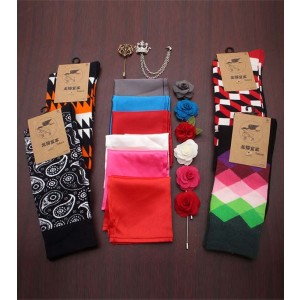 Brooches Pocket Square Chest Pin And Socks Combo 