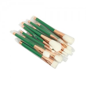 Beauty Bar Makeup Brush Set - 12 Pieces - Green and White
